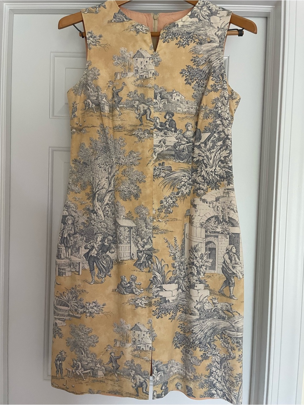 J. McLaughlin Yellow Toile Shift Dress Vintage JM… size 10. No spots EXCELLENT